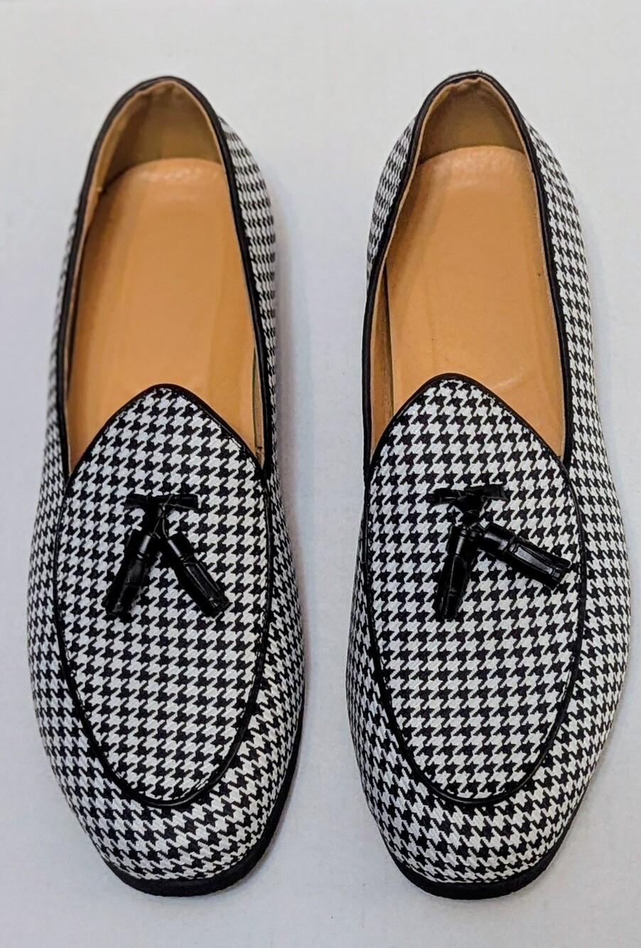 Classic Men's Houndstooth Dress Loafers Breathable Driving Shoes Size (45/11)